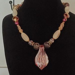 Women's fashion necklace with glass teardrop